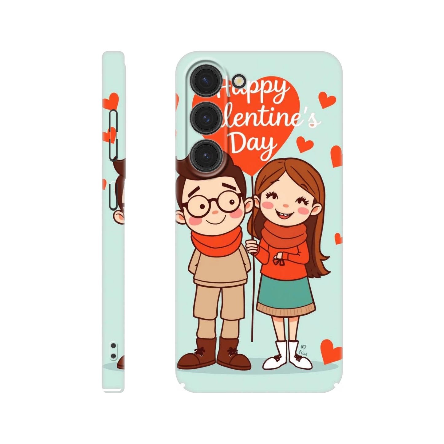 capa de telemóvel com um casal e um balão em forma de coração