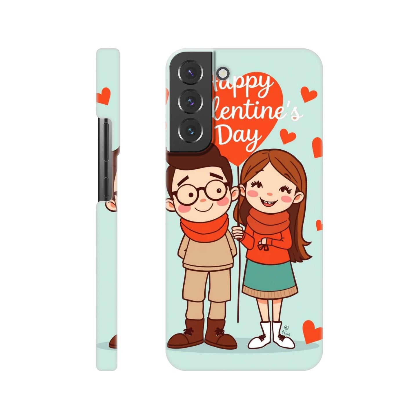 capa de telemóvel com um casal e um balão em forma de coração
