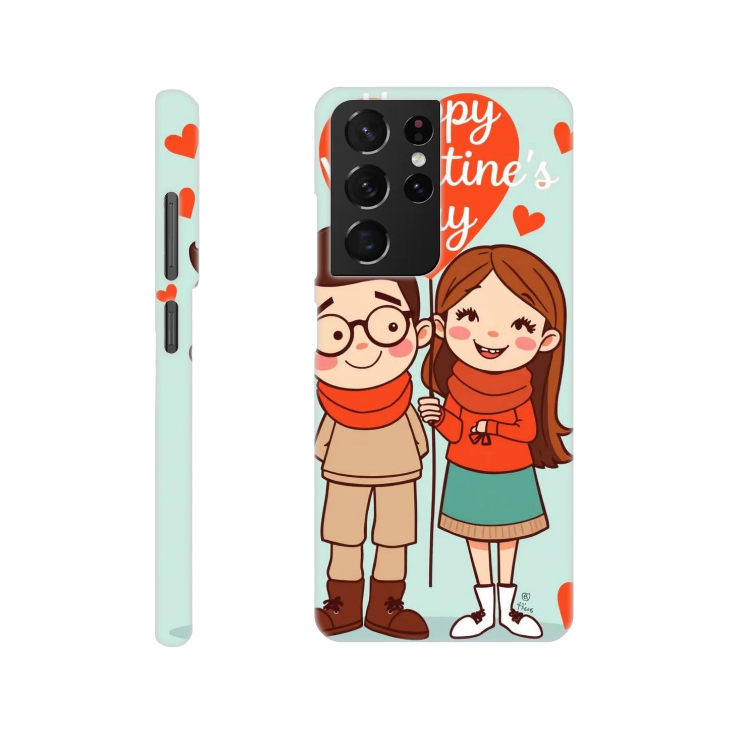 capa de telemóvel com um casal e um balão em forma de coração