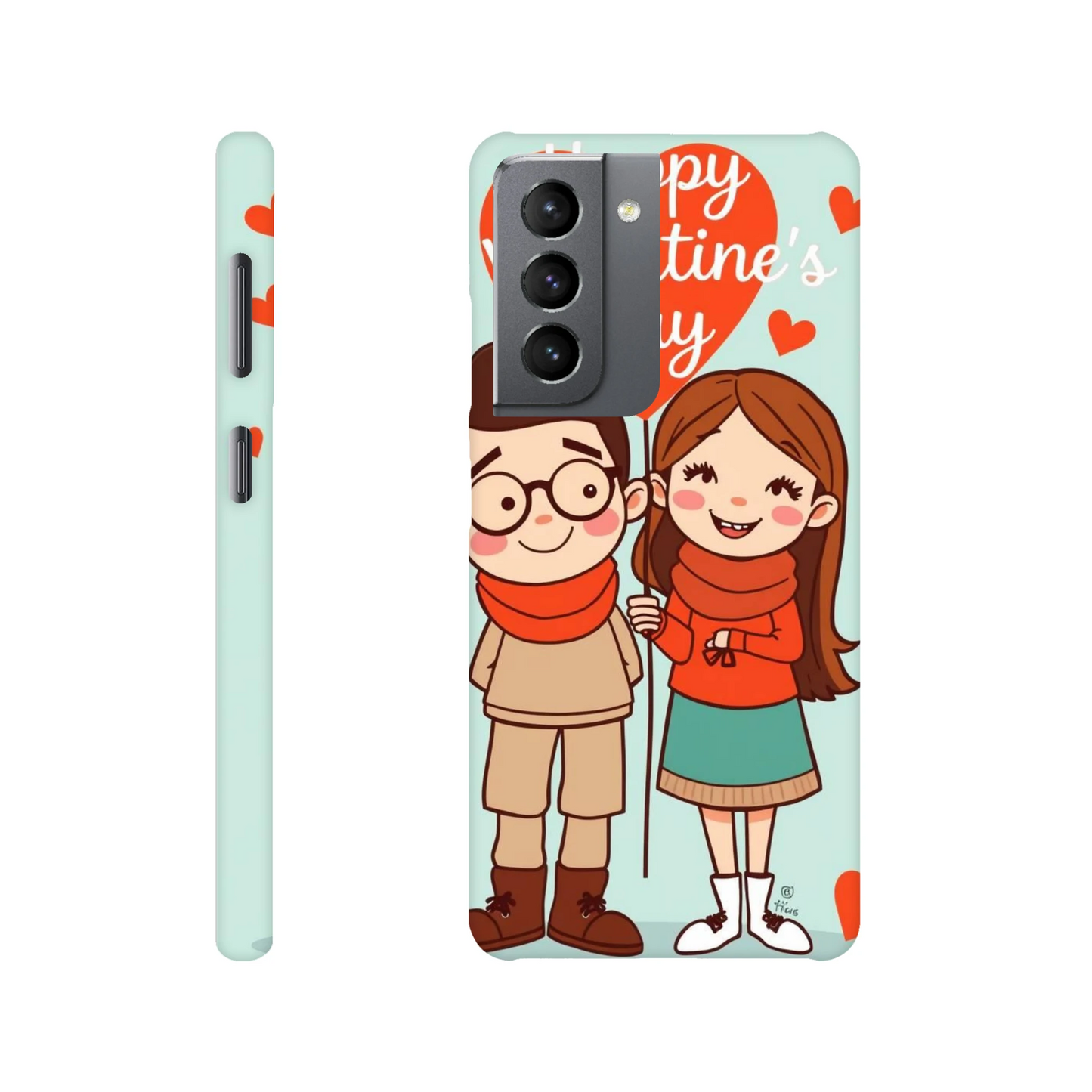 capa de telemóvel com um casal e um balão em forma de coração