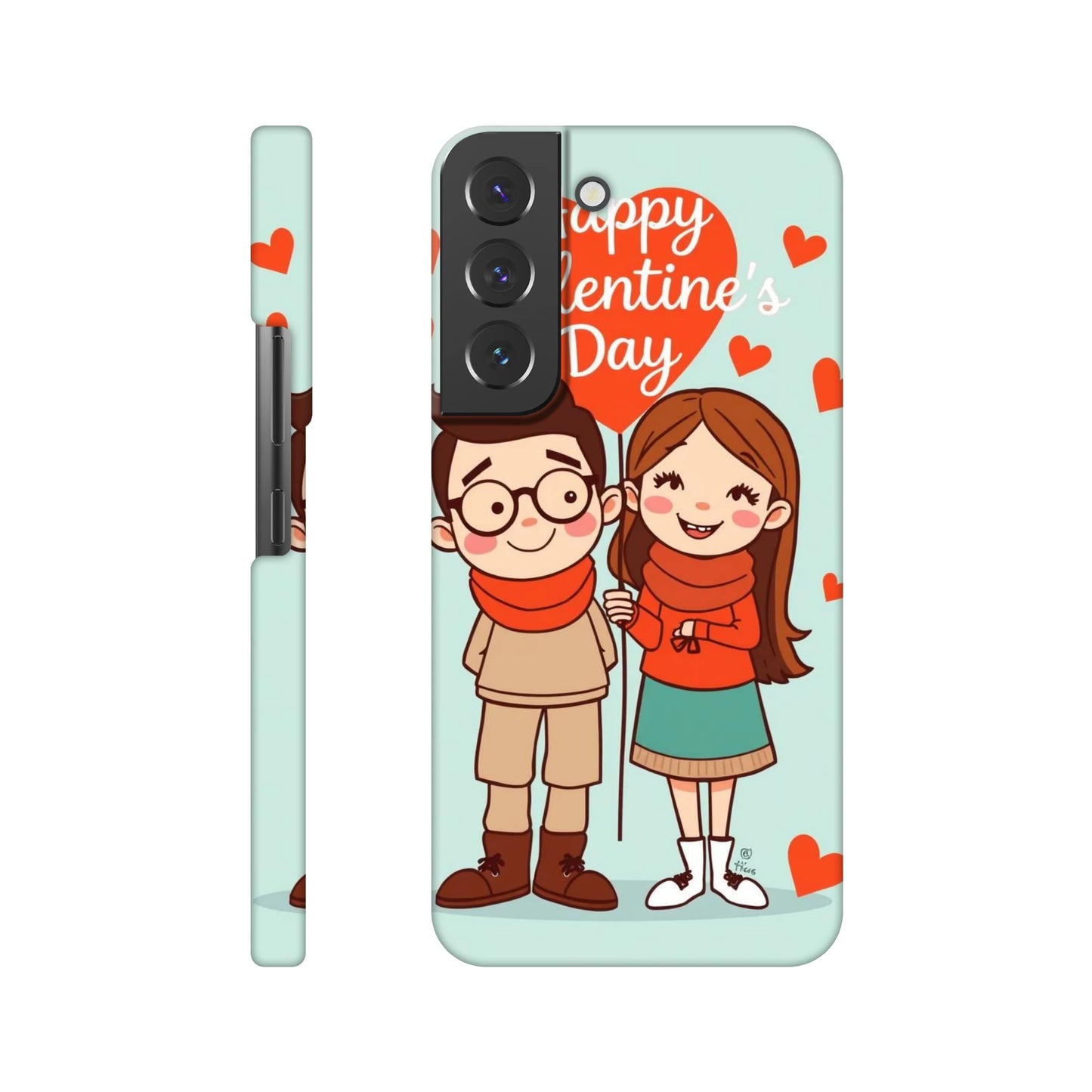 capa de telemóvel com um casal e um balão em forma de coração