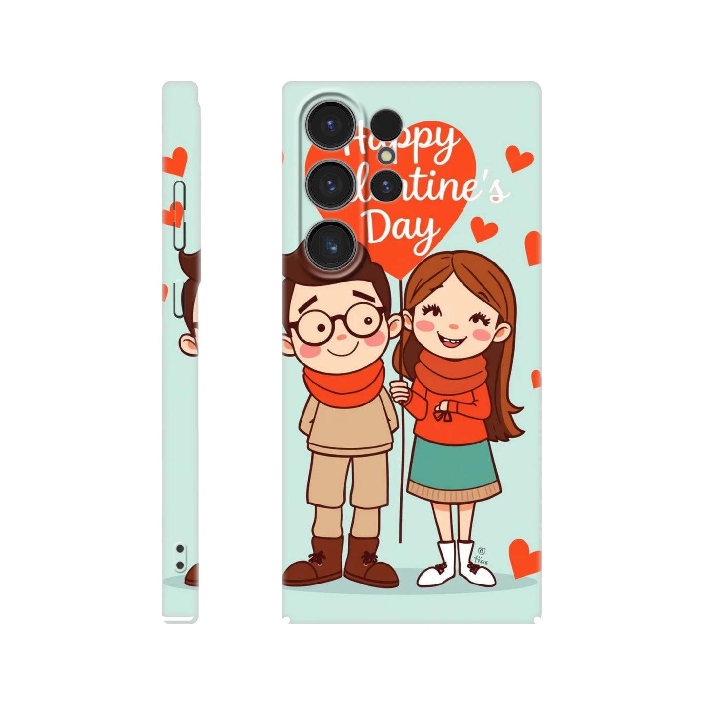 capa de telemóvel com um casal e um balão em forma de coração