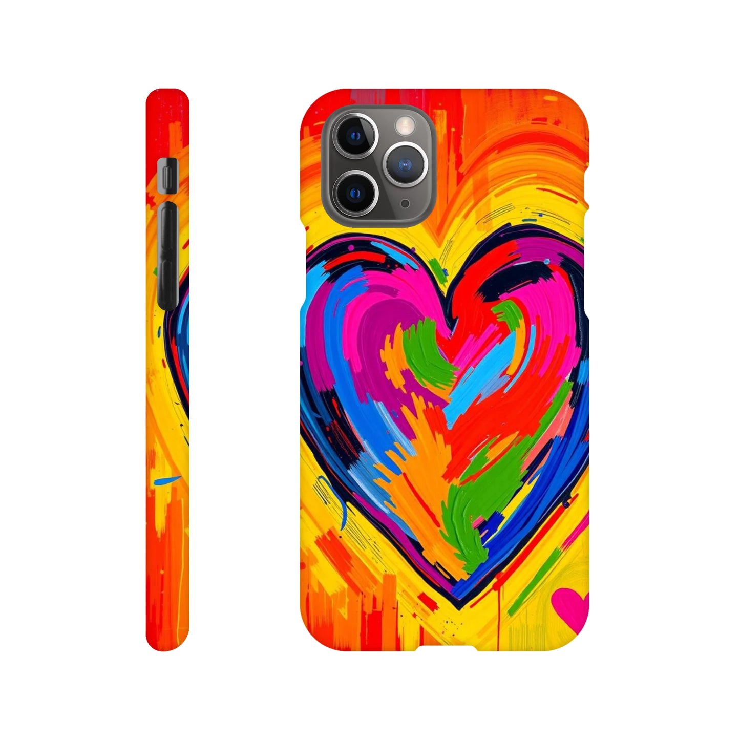 capa para telemóvel com coração multi-cores