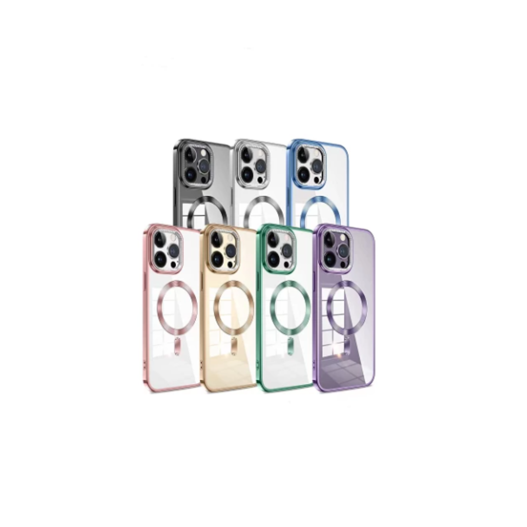 capas magsafe transparentes com borda de várias cores