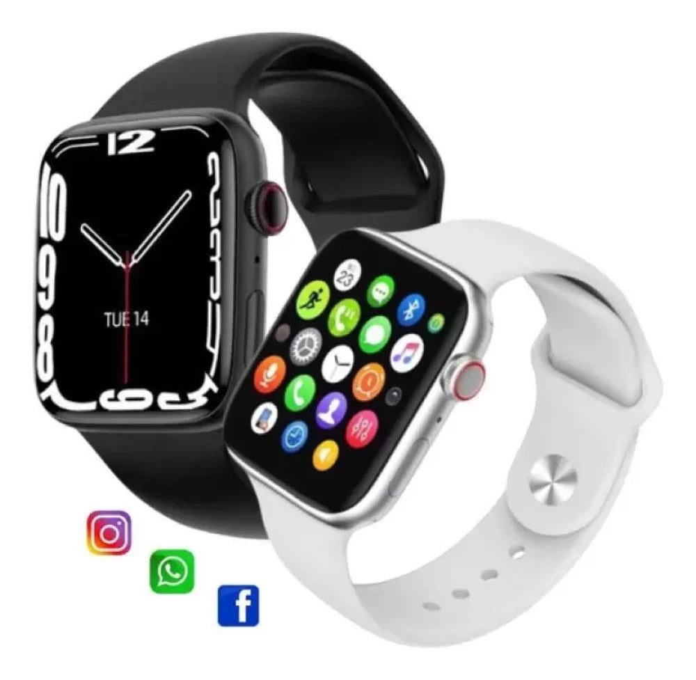 Dois smartwatches um preto e um branco