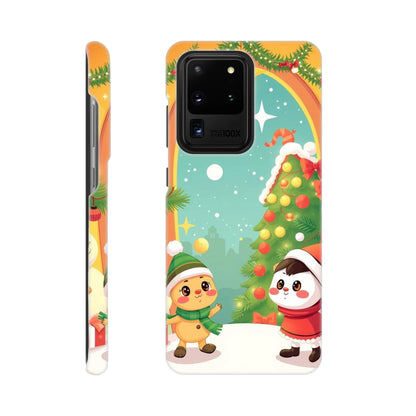 capa de telemovel com arvore de natal e bonecos de natal