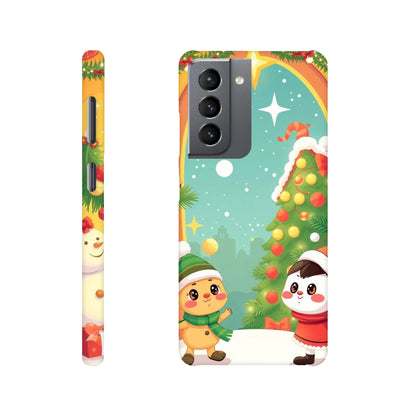 capa de telemovel com arvore de natal e bonecos de natal